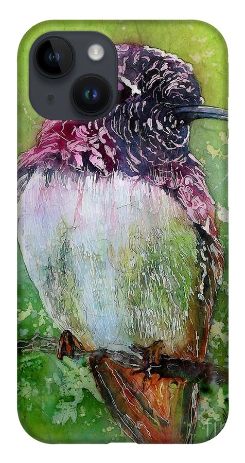 Hummingbird iPhone 14 Case featuring the mixed media Still for a Moment II by Carol Losinski Naylor