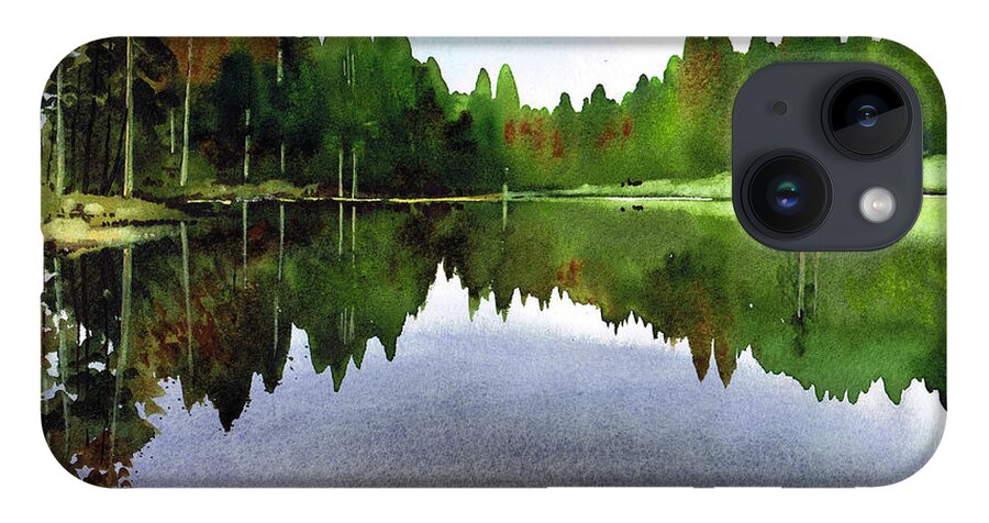 Watercolour Lanndscape iPhone 14 Case featuring the painting Still Water Tarn Hows by Paul Dene Marlor