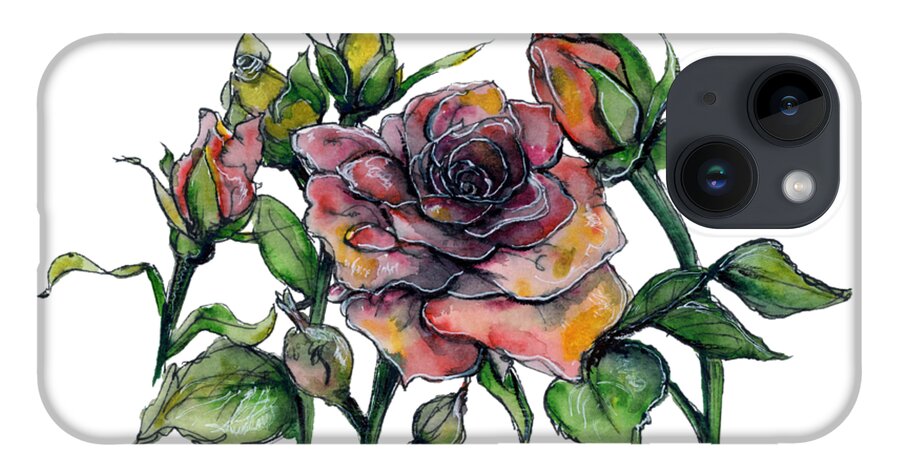 Roses iPhone 14 Case featuring the painting Stylized Roses by Lauren Heller