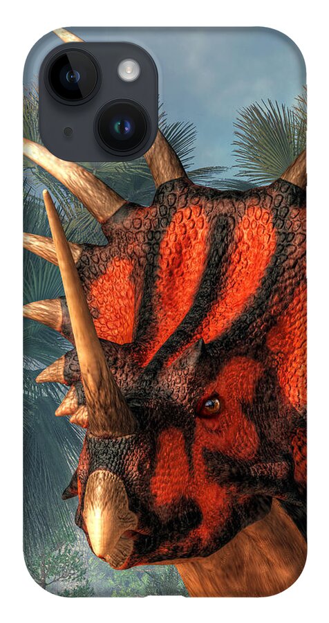 Styracosaurus iPhone Case featuring the digital art Styracosaurus Head by Daniel Eskridge
