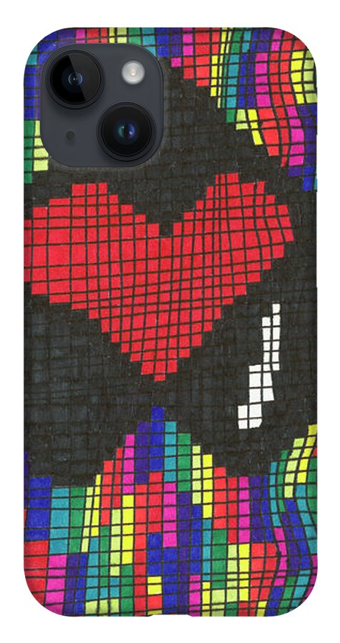 Heart iPhone 14 Case featuring the drawing Suffering by Lara Morrison