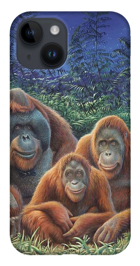 Orangutan iPhone 14 Case featuring the painting Sumatra Orangutans by Hans Droog