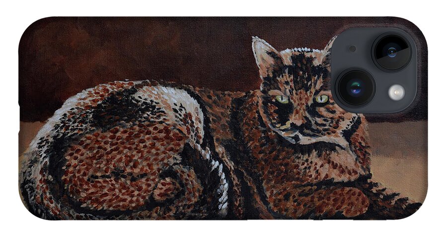 Cat iPhone Case featuring the painting Sun Cat by Jackie MacNair