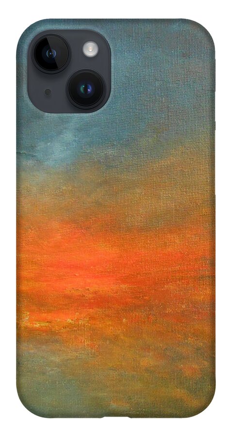 Abstract iPhone 14 Case featuring the painting Sundown by Jane See