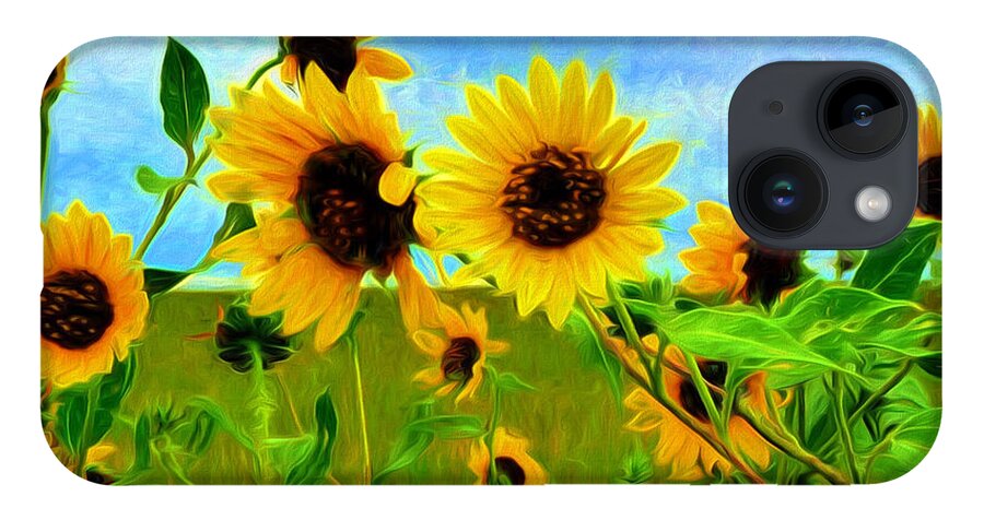 Best iPhone Case featuring the painting Sunflower Along the Road by Mitchell R Grosky