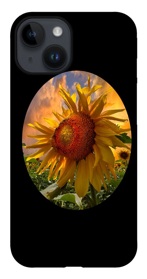 Sunflower iPhone Case featuring the photograph Sunflower Dawn in Oval by Debra and Dave Vanderlaan