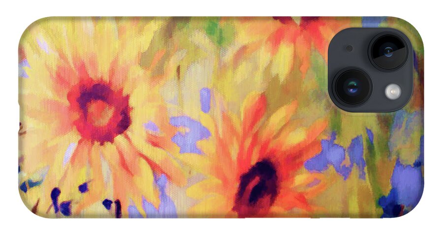Sunflowers iPhone 14 Case featuring the photograph Sunflower Joy Watercolor by Sandi OReilly