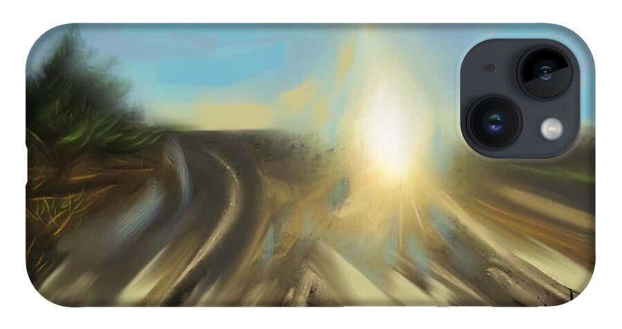 Landscape iPhone 14 Case featuring the digital art Sunrise by Angela Weddle