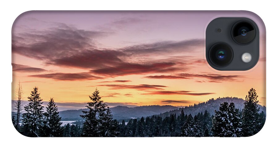 Mountains iPhone 14 Case featuring the photograph Sunset and Mountains by Lester Plank