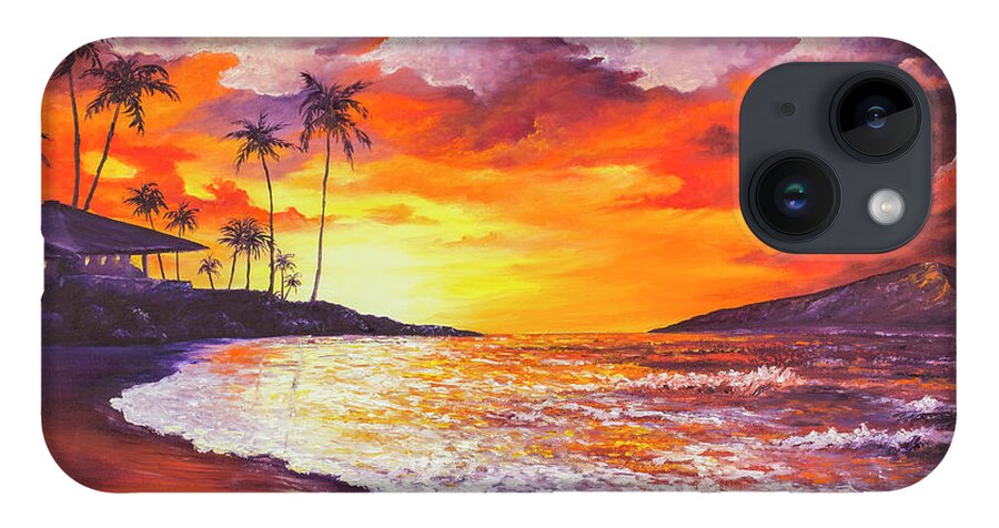 Darice iPhone 14 Case featuring the painting Sunset At Kapalua Bay by Darice Machel McGuire