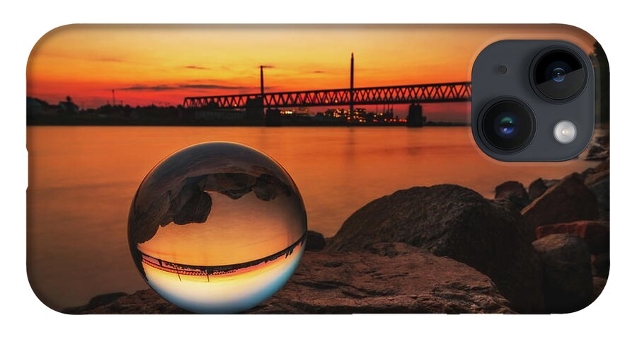 Maulbeerau iPhone 14 Case featuring the photograph Sunset at River Rhine by Marc Braner