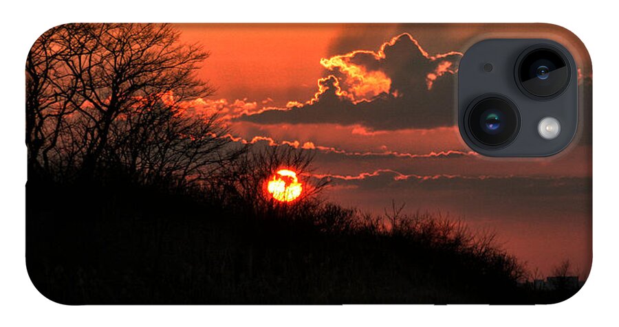 Sun iPhone 14 Case featuring the photograph Sunset Behind a Knoll by William Selander
