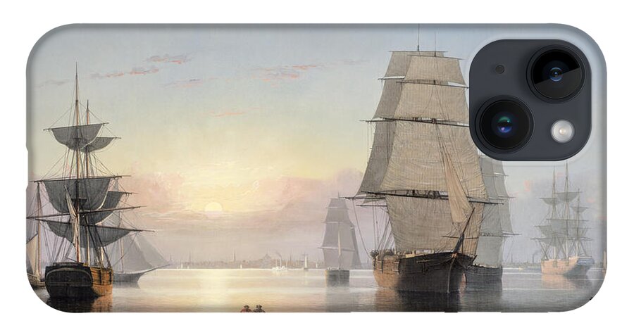 Boston Harbor iPhone Case featuring the painting Sunset by Fitz Henry