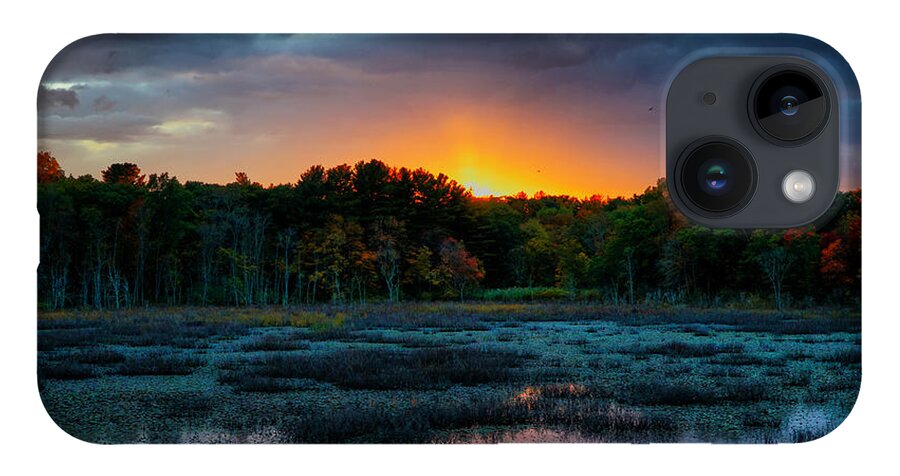 Sunset iPhone 14 Case featuring the photograph Sunset over Ipswich River by Lilia D