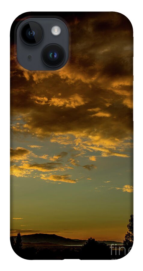 Gold iPhone 14 Case featuring the photograph Sunset Over Utah Lake by John Langdon