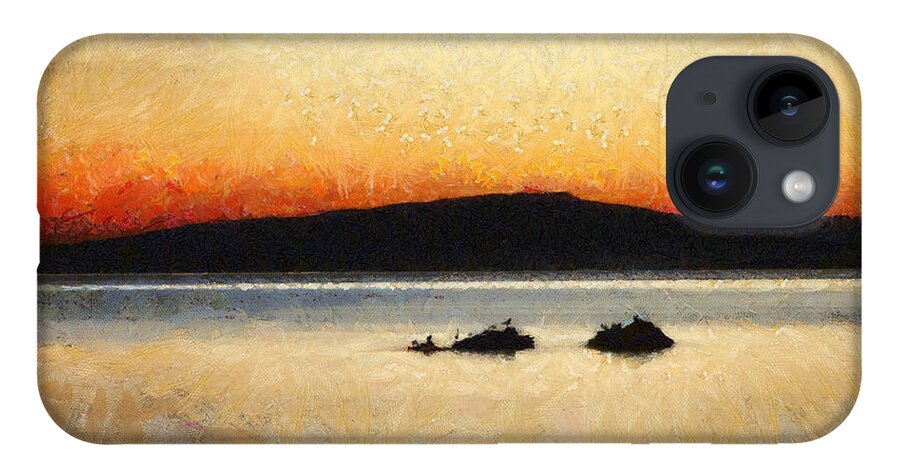 Art iPhone 14 Case featuring the painting Sunset Seascape by Dimitar Hristov