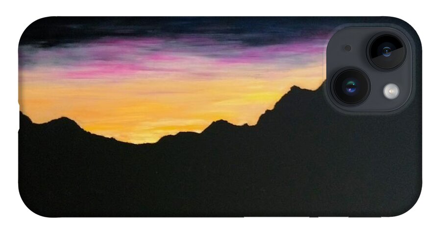 Sunset iPhone 14 Case featuring the painting Sunset Silhouette by Kevin Daly