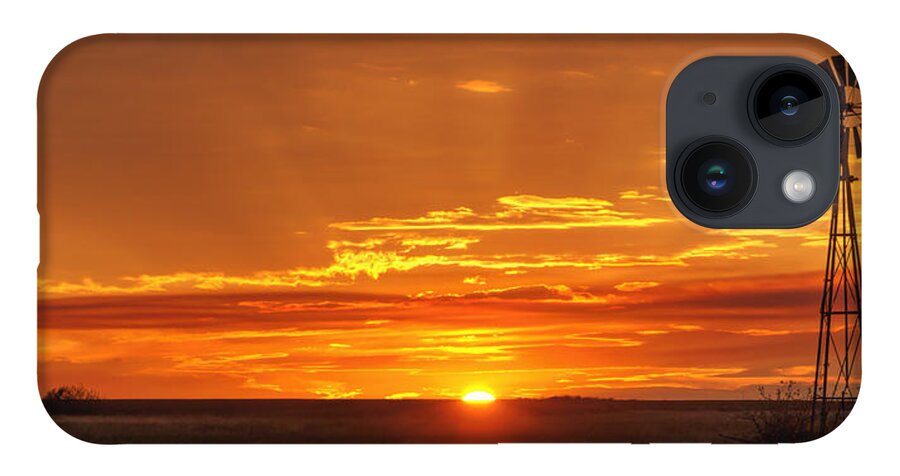Kansas iPhone 14 Case featuring the photograph Sunset Windmill 02 by Rob Graham