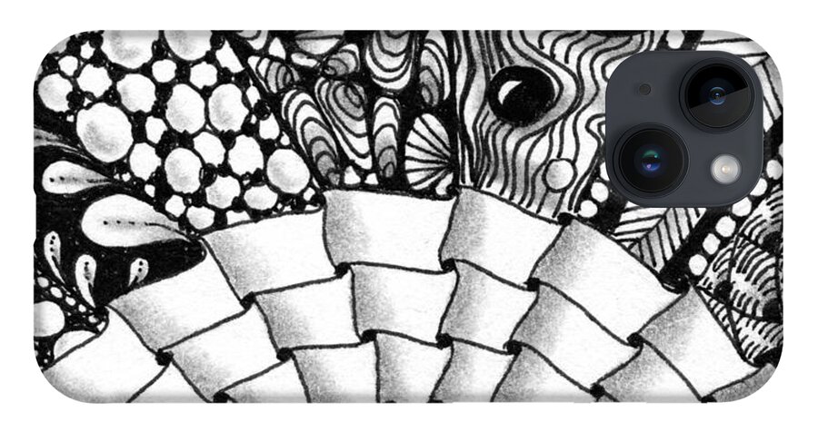 Zentangle iPhone Case featuring the drawing Sunsplosion by Jan Steinle