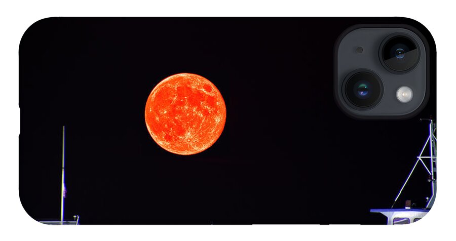 Moon iPhone 14 Case featuring the photograph Super Moon over Crazy Sister Marina by Bill Barber