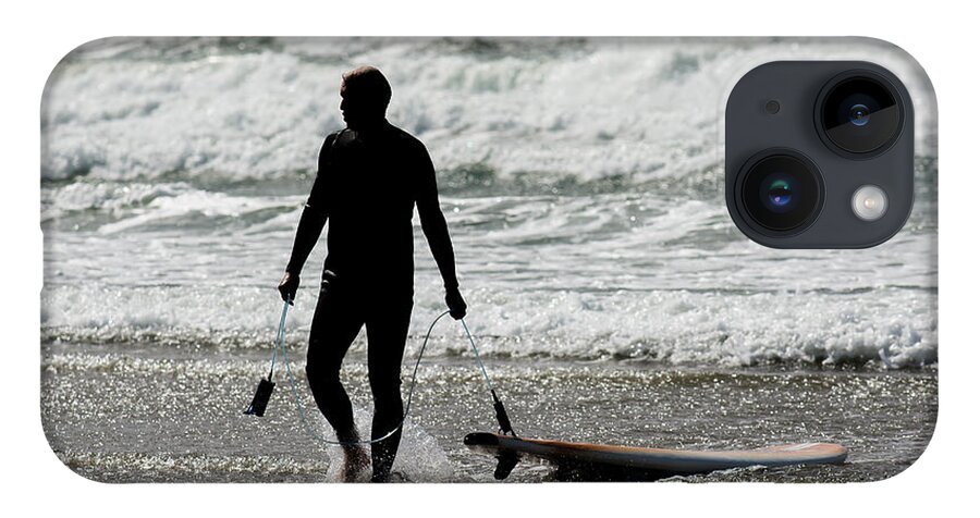 Surfer iPhone 14 Case featuring the photograph Surfer at the End of the Day by Andreas Berthold