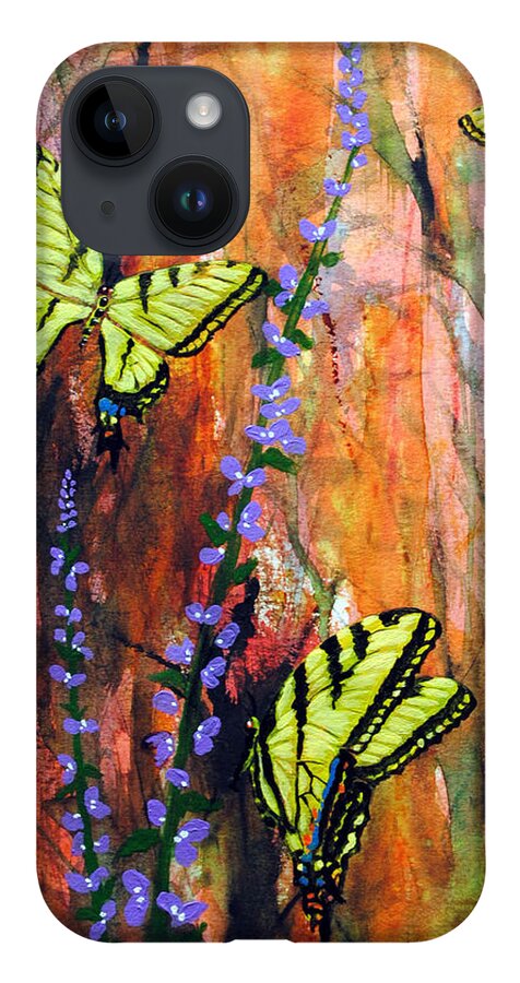 Butterflies iPhone 14 Case featuring the painting Swallowtail Butterflies by Vallee Johnson