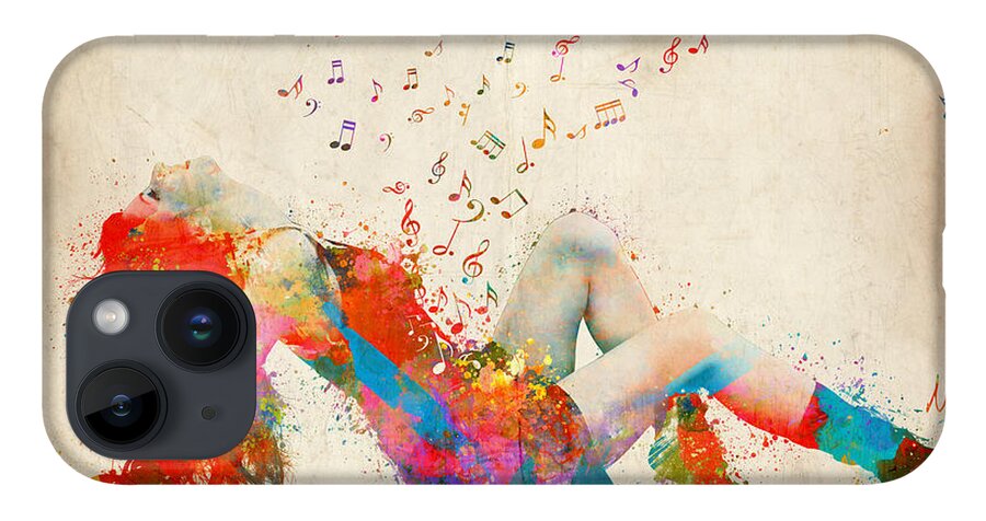 Song iPhone 14 Case featuring the digital art Sweet Jenny Bursting with Music by Nikki Smith