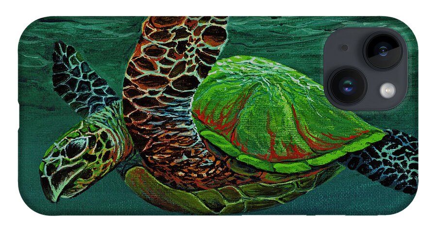Animal iPhone 14 Case featuring the painting Swimming With Aloha by Darice Machel McGuire