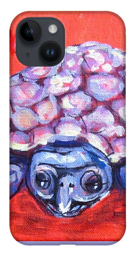 Turtle iPhone 14 Case featuring the painting Talula Turtle by Barbara O'Toole