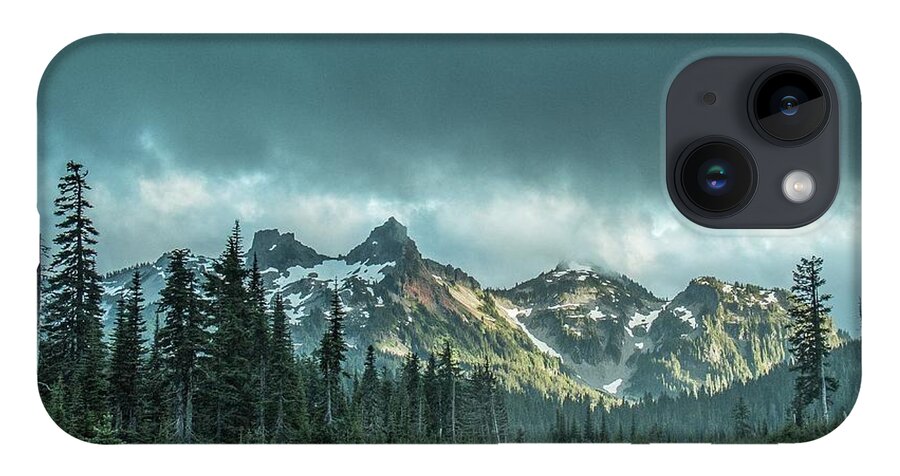 Mt. Rainier National Park iPhone 14 Case featuring the photograph Tatoosh with Storm Clouds by E Faithe Lester
