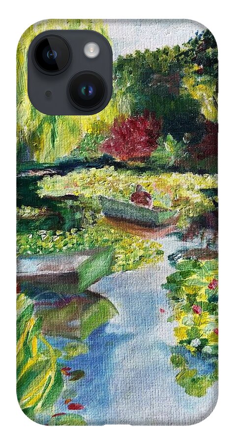 Giverney iPhone 14 Case featuring the painting Tending the Pond by Kate Conaboy
