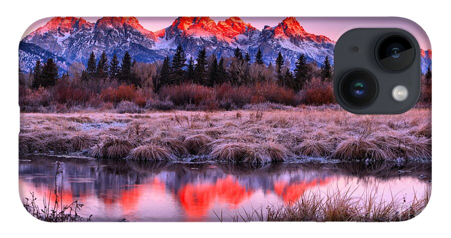 Grand Teton National Park iPhone Case featuring the photograph Teton Reflections In The Frosted Willows by Adam Jewell