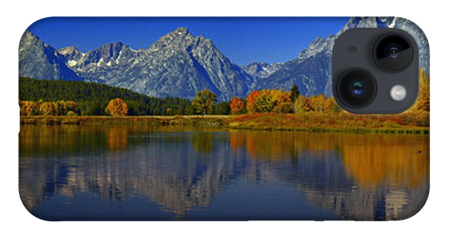Oxbow Bend iPhone 14 Case featuring the photograph Tetons from Oxbow Bend by Raymond Salani III