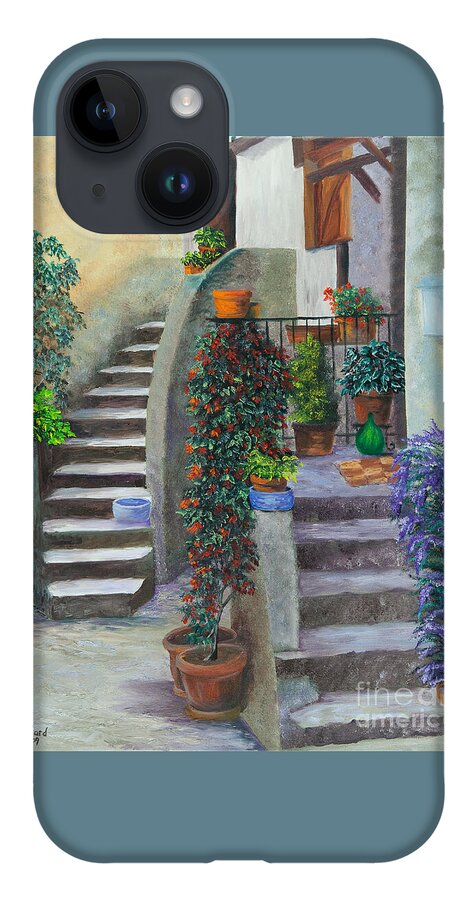 Italy Street Painting iPhone 14 Case featuring the painting The Back Stairs by Charlotte Blanchard
