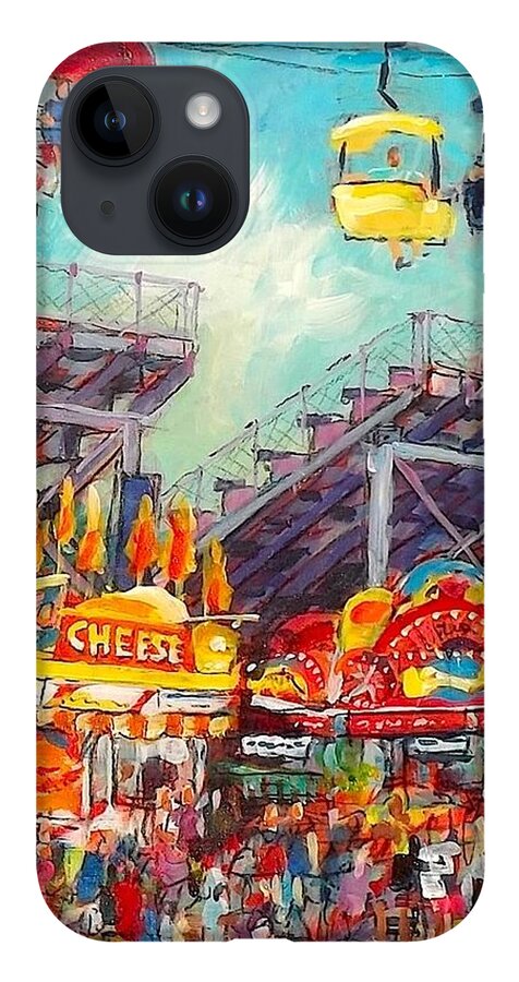 Wisconsin State Fair iPhone 14 Case featuring the painting The Big Cheese by Les Leffingwell