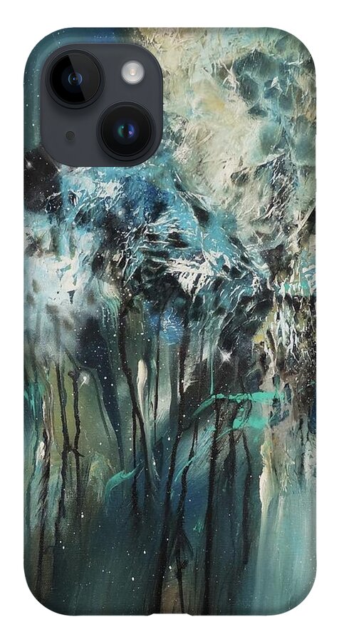 The Blues; Abstract; Abstract Expressionist; Contemporary Art; Tom Shropshire Painting; Shades Of Blue iPhone 14 Case featuring the painting The Blues by Tom Shropshire