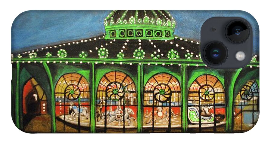 Asbury Park iPhone 14 Case featuring the painting The Carousel of Asbury Park by Patricia Arroyo