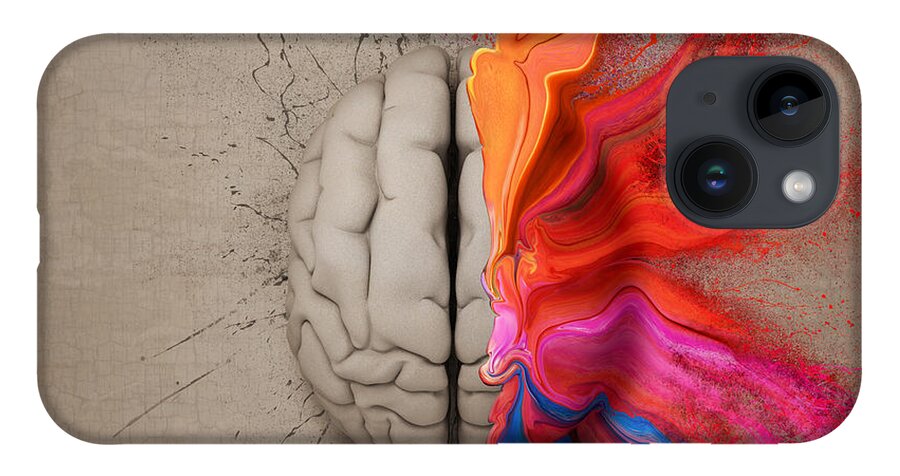 Brain iPhone 14 Case featuring the digital art The Creative Brain by Johan Swanepoel