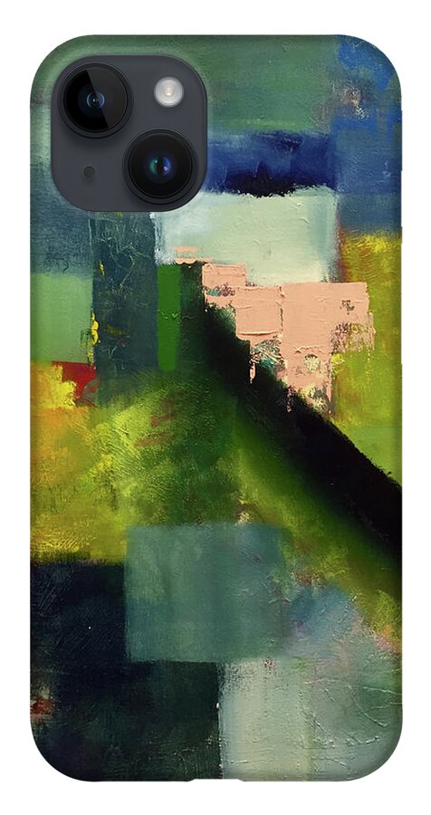 Contemporary Abstract iPhone 14 Case featuring the painting The dark road into town by Dennis Ellman