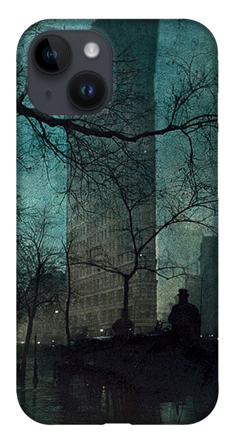The Flatiron Building iPhone 14 Case featuring the painting The Flatiron Building by Edward Steichen