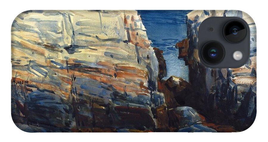 Frederick Childe Hassam (american iPhone 14 Case featuring the painting The Gorge Appledore by MotionAge Designs