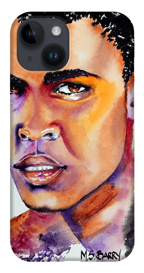 Muhammed Ali iPhone 14 Case featuring the painting The Great Ali by Maria Barry