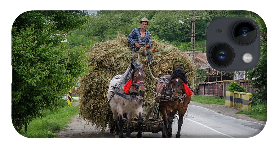 Hay iPhone 14 Case featuring the photograph The Hay Cart, Romania by Perry Rodriguez