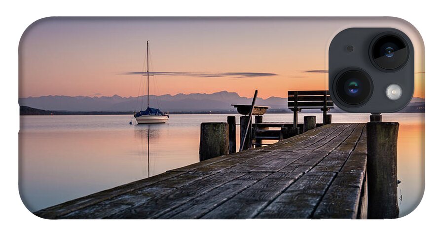 Ammersee iPhone Case featuring the photograph The jetty to sunset by Hannes Cmarits