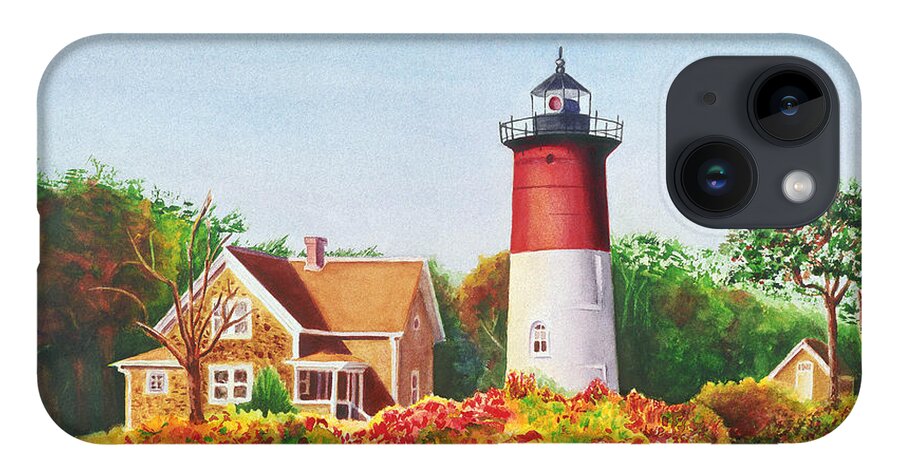 Lighthouse iPhone 14 Case featuring the painting The Lighthouse by Karen Fleschler