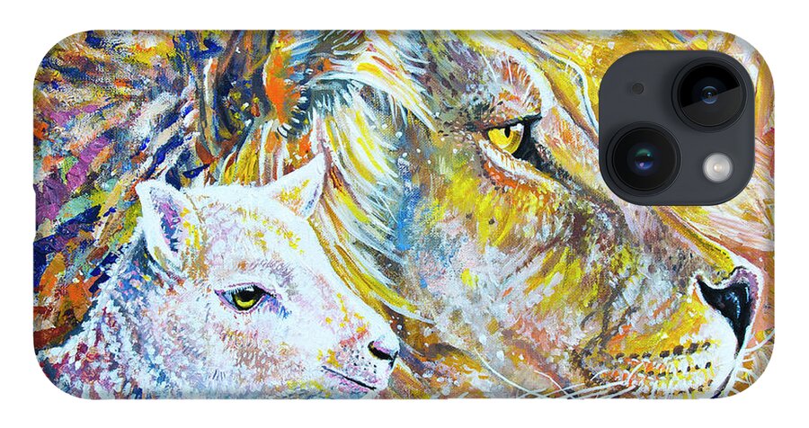Lion iPhone Case featuring the painting The Lion and the Lamb by Aaron Spong