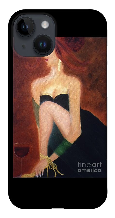 Wine iPhone 14 Case featuring the painting The Magic and Mystery of Merlot by Artist Linda Marie