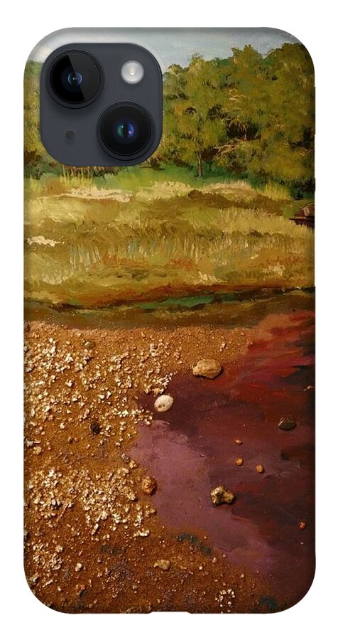 Mixed Medium Art iPhone 14 Case featuring the painting The pond by Ray Khalife