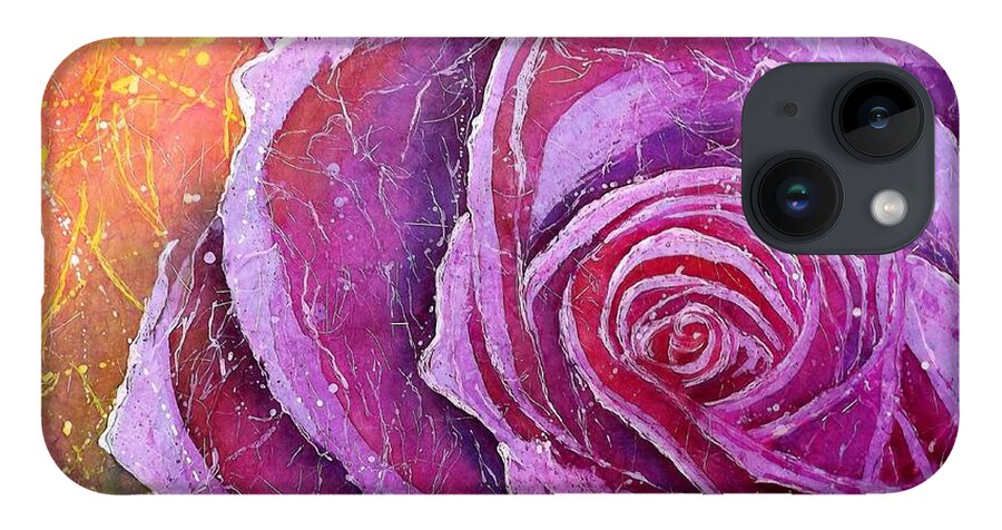 Flower iPhone 14 Case featuring the mixed media The Rose by Carol Losinski Naylor