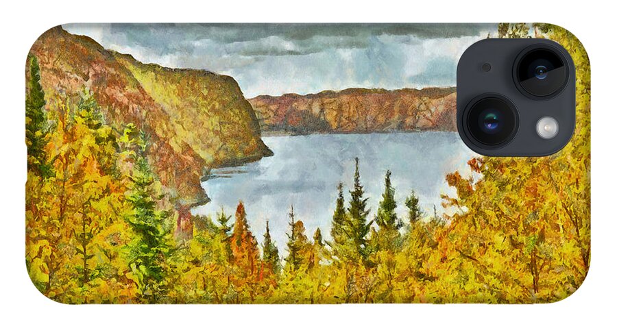 Saguenay Fjord iPhone 14 Case featuring the digital art The Saguenay Fjord National Park in Quebec 1 by Digital Photographic Arts